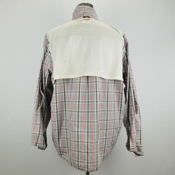 Wrangler Gray Red Checkered Cotton Blend Long Sleeve Button Mens XXL Shirt - Picture 9 of 9